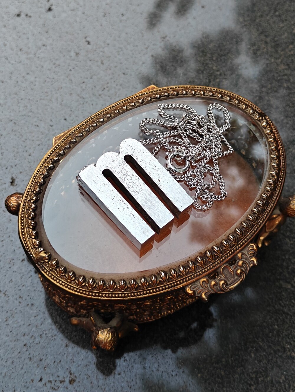 Vintage Modernist Letter M Monogram Initial Letter M Pendant Sterling ESEMCO